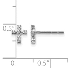10k White Gold Polished Diamond Cross Post Earrings