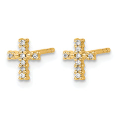 14k With Rhodium Diamond Cross Post Earrings