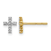 14k With Rhodium Diamond Cross Post Earrings