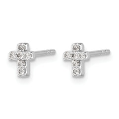 14k White Gold Diamond Cross Earrings
