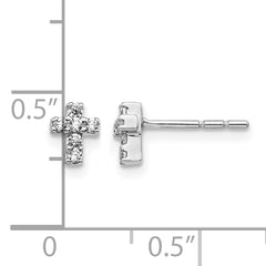 14k White Gold Diamond Cross Earrings