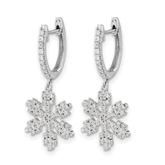 14k White Gold Diamond Snowflake Earrings