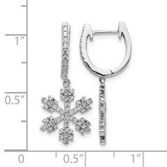 14k White Gold Diamond Snowflake Earrings