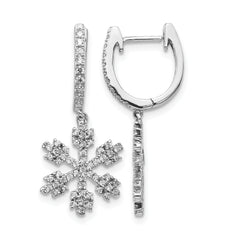 14k White Gold Diamond Snowflake Earrings