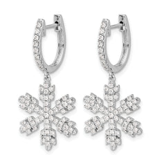 14k White Gold Diamond Snowflake Earrings