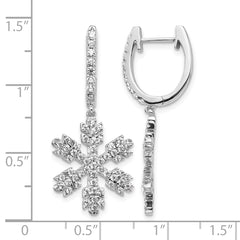 14k White Gold Diamond Snowflake Earrings