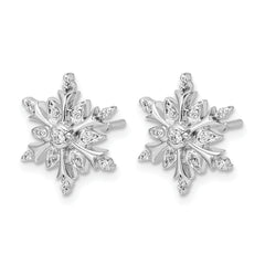 14k White Gold Diamond Snowflake Earrings