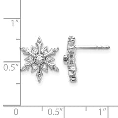 14k White Gold Diamond Snowflake Earrings