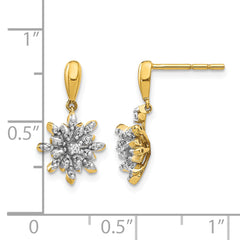 14k Diamond Flower Post Dangle Earrings
