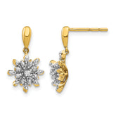 14k Diamond Flower Post Dangle Earrings