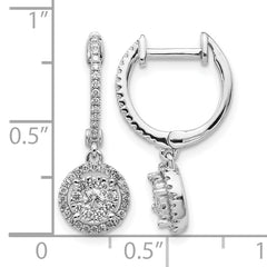 14k White Gold 1/2 carat Lab Grown Diamond VS/SI+ G+ Complete Halo Hinged Hoop Earrings