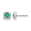 14k White Gold 1/5 carat Lab Grown Diamond VS/SI+ G+ and Created Emerald Complete Square Halo Post Earrings
