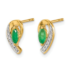 10k 1/20Ct Diamond and Emerald Earrings