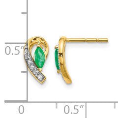 10k 1/20Ct Diamond and Emerald Earrings