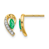 10k 1/20Ct Diamond and Emerald Earrings