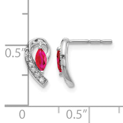 10k White Gold Diamond and Ruby Earrings
