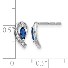 10k White Gold Diamond Sapphire Post Earrings