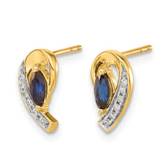 10k Yellow Gold Diamond and Sapphire Earrings