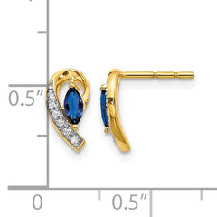 10k Yellow Gold Diamond and Sapphire Earrings
