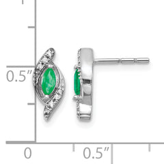 10k White Gold 1/15Ct Diamond and Emerald Earrings