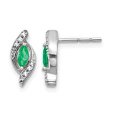 10k White Gold 1/15Ct Diamond and Emerald Earrings