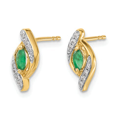10k 1/15Ct Diamond and Emerald Earrings
