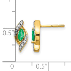 10k 1/15Ct Diamond and Emerald Earrings