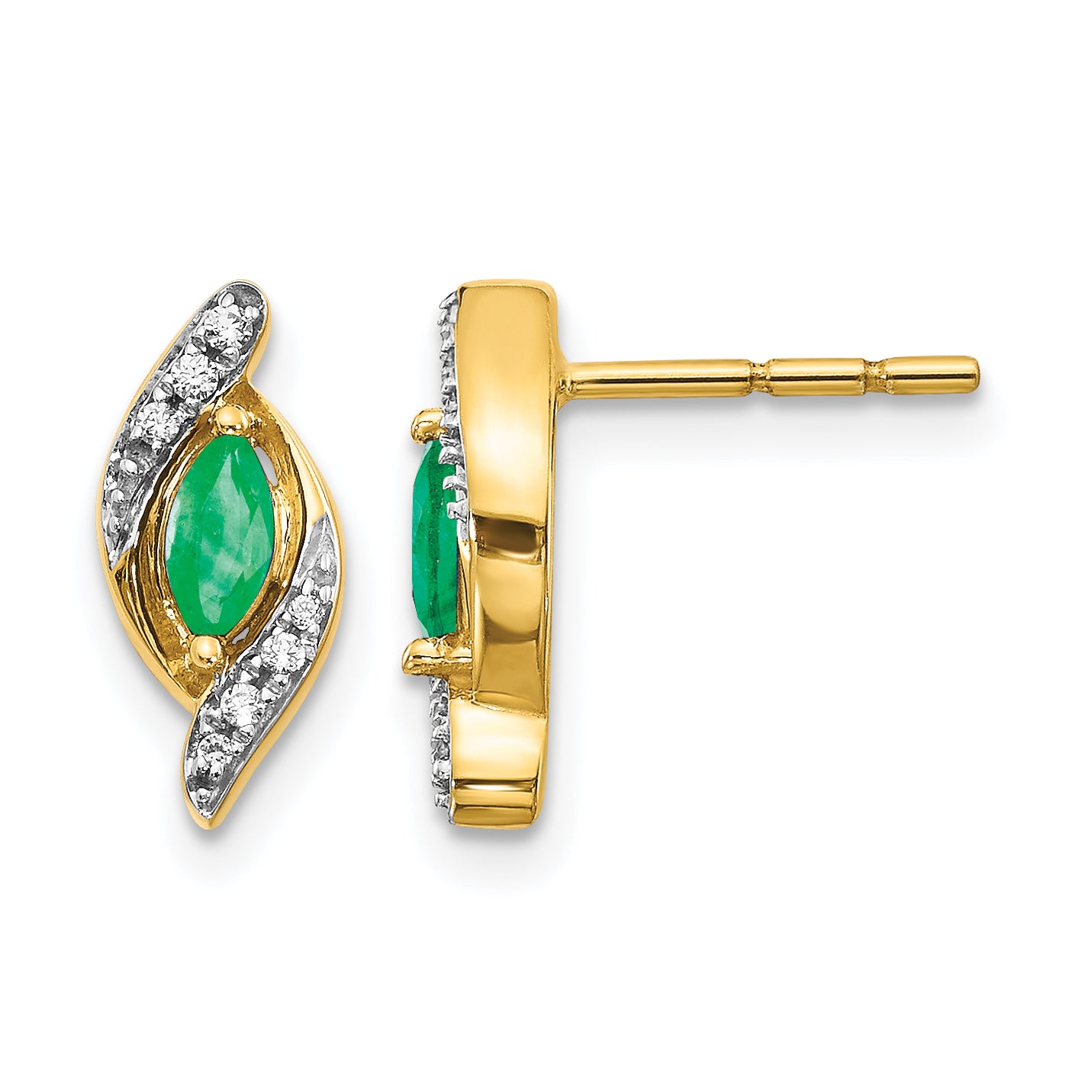 10k 1/15Ct Diamond and Emerald Earrings