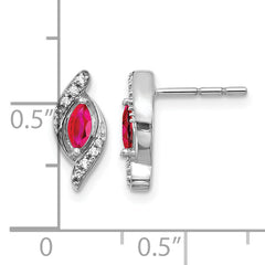 10k White Gold Diamond and Ruby Earrings