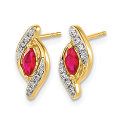 10k Diamond and Ruby Earrings