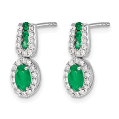 14K White Gold Lab Grown VS/SI+ G+ Dia and Created Emerald Earrings