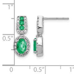 14K White Gold Lab Grown VS/SI+ G+ Dia and Created Emerald Earrings