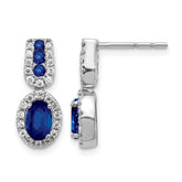 14K White Gold Lab Grown VS/SI+ G+ Dia and Created  Sapphire Post Earrings