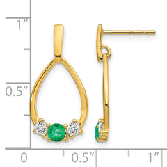 14k 1/3 carat Lab Grown Diamond VS/SI+ G+ and Created Emerald Complete Dangle Post Earrings