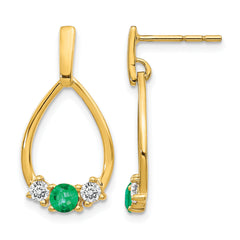 14k 1/3 carat Lab Grown Diamond VS/SI+ G+ and Created Emerald Complete Dangle Post Earrings