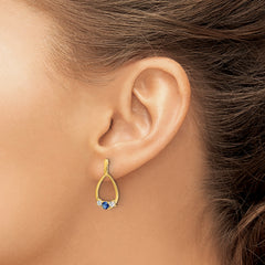 14k 1/3 carat Lab Grown Diamond VS/SI+ G+ and Created Sapphire Complete Dangle Teardrop Earrings