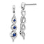 10k White Gold Diamond and Blue Sapphire 3 Stone Post Dangle Earrings