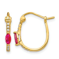 10k 1/20ct Diamond and Ruby Hinged Hoop Earrings