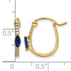 10k 1/20ct Diamond and Sapphire Hinged Hoop Earrings