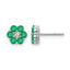 10k White Gold Polished Emerald and Diamond Post Earrings
