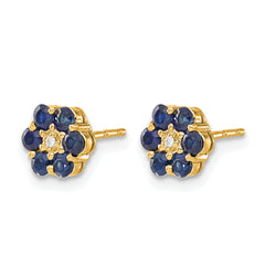 10k and Rhodium Sapphire and Diamond Post Earrings