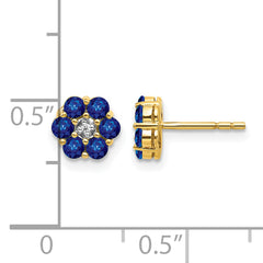 10k and Rhodium Sapphire and Diamond Post Earrings