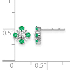 14k White Gold .01 carat Lab Grown Diamond VS/SI+ G+ and Created Emerald Complete Fashion Post Earrings
