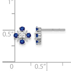 14k White Gold .01 carat Lab Grown Diamond VS/SI+ G+ and Created Sapphire Complete Post Earrings