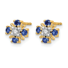 14k .01 carat Lab Grown Diamond VS/SI+ G+ and Created Sapphire Complete Post Earrings
