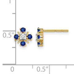 14k .01 carat Lab Grown Diamond VS/SI+ G+ and Created Sapphire Complete Post Earrings