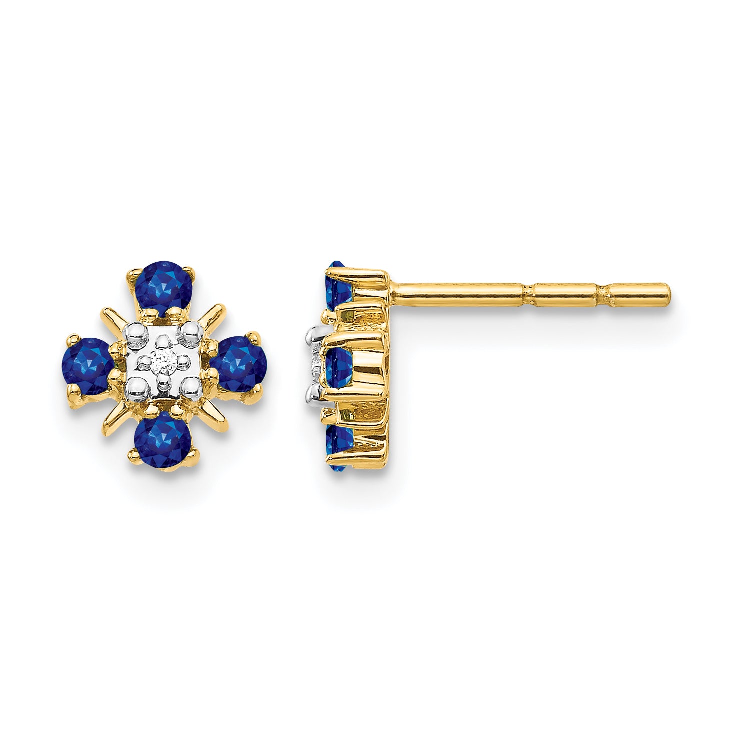 14k .01 carat Lab Grown Diamond VS/SI+ G+ and Created Sapphire Complete Post Earrings