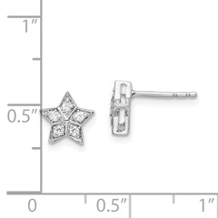 14k White Gold Diamond Star Post Earrings