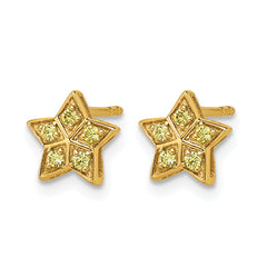 14k Yellow Gold Yellow Sapphire Star Post Earrings