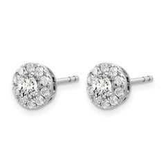 14k White Gold 3/4 carat Lab Grown Diamond VS/SI+ G+ Round Halo Post Earrings